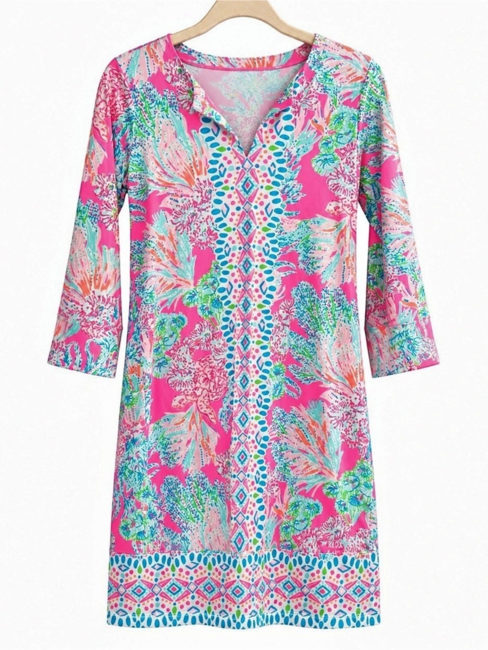 Lilly Pulitzer UPF 50+ Sophie Dress Floral Pink & Blue Medium NWOT